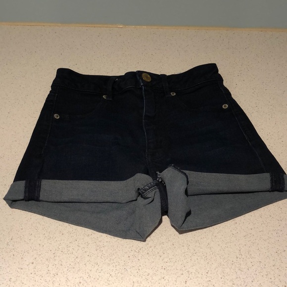 American Eagle blue super stretch size 4 high rise jean shorts - Picture 1 of 5